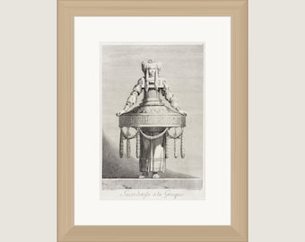 Benigno Bossi Sacerdotesse à la Grecque Framed Etching | Neoclassical Greek Revival Art | Antique Architectural Costume | 9x12 Matted