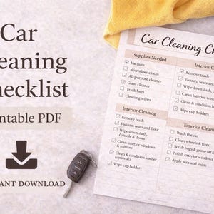 Car Cleaning Checklist Printable PDF | Car Cleaning List | Auto Cleaning Planner | Interior Exterior Cleaning List | Instant Download