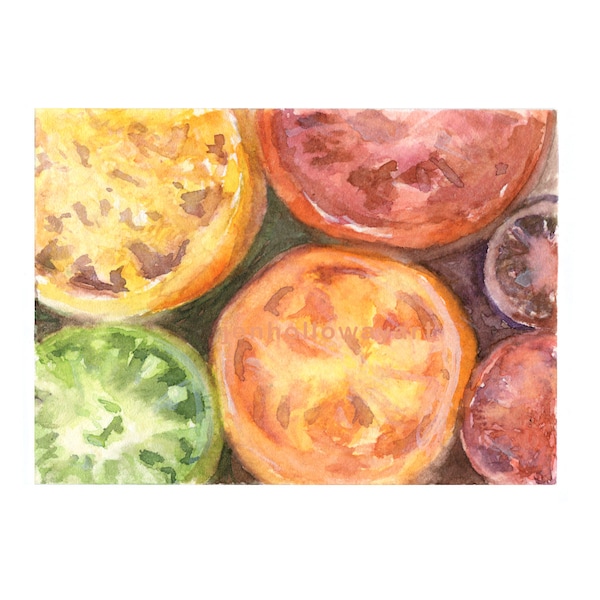 Art, Tomatoes, Tomatoes Print, Heirloom Tomatoes Art, Kitchen Print, Watercolor