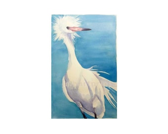 Watercolor Egret, Egret Print, White Egret Print, Bird Print