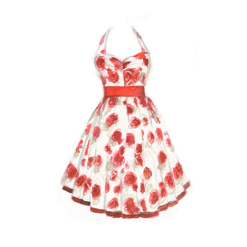 Watercolor Dress Dress Print Rose Dress Print Etsy