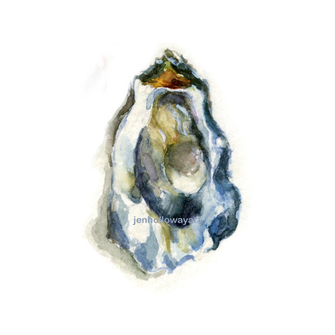 Watercolor Oyster 2, Blue Oyster Print, Blue Oyster Art, Oyster Art -   Canada