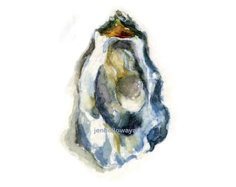 Watercolor Oyster 2, Blue Oyster Print, Blue Oyster Art, Oyster Art