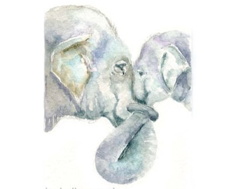 Watercolor Elephants, Elephants Print, Elephants Painting, Baby Elephant Print, Elephant Art