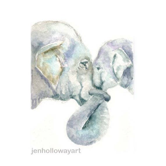 Watercolor Elephants Elephants Print Elephants Painting Etsy