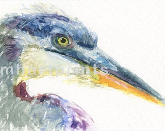 Watercolor Blue Heron, Blue Heron Print