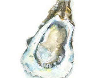 Watercolor Oyster, Oyster Print, Oyster Art, Oyster Shell Art, Shell Print