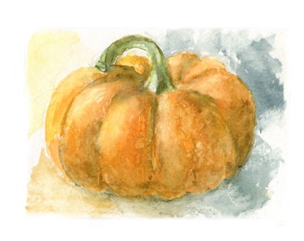 Fall Watercolor Pumpkin, Pumpkin Print, Pumpkin Art, Halloween, Pumpkin Patch