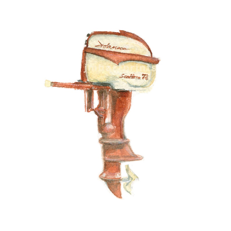 Watercolor Outboard Engine Outboard Engine Print Retro Etsy