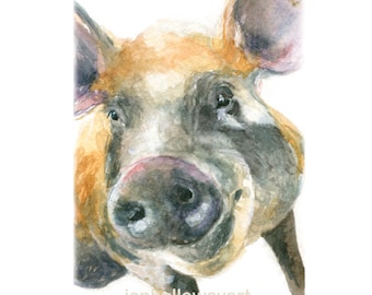 Watercolor Piggy, Piggy Print, Pig Art, Pig Print, Farm Animal Print