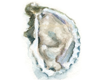 Watercolor Oyster, Oyster Print III, Oyster Art, Shell Art, Shell Print