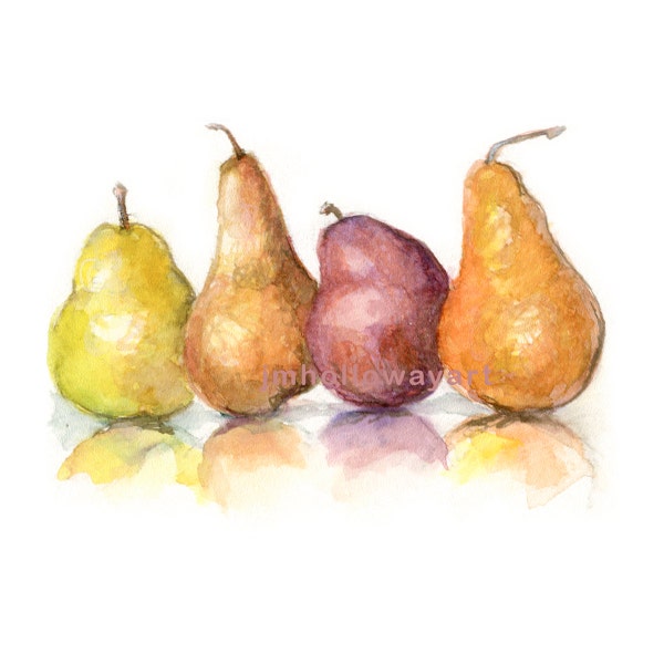 Art, Pears, Pears Print, Kitchen Art Print Pears, Fruit Print
