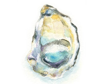 Art, Oyster, Oyster Shell Print, Watercolor, Oyster Print, Shell Print
