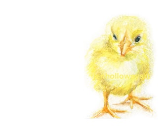 Watercolor Chick, Baby Chick Print, Yellow Chick Print, Farm Animal Print, Animal Art
