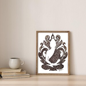 Arte de parede imprimível de Buda | Arte de meditação budista zen desenhada à mão | Download instantâneo em preto e branco | Impressão de Buda Zentangle | Arte espiritual