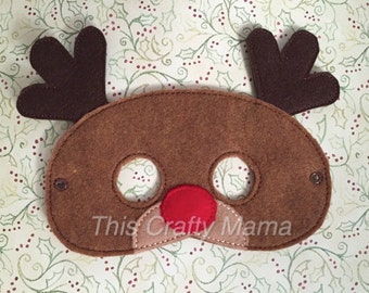 Felt Reindeer Mask - Rudolph Mask - Christmas Mask