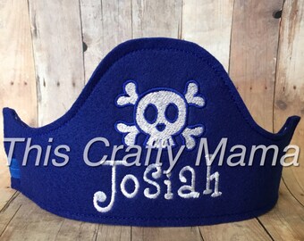 Personalized Royal Blue Felt Pirate Hat