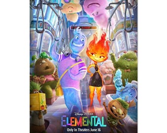 Disney  Elemental Movie Poster: Vibrant Character Art Print for Any Fan