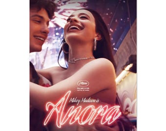 Anora Movie Poster: Vibrant Neon Glow Classic Matte Paper Print – A Love Story by Sean Baker
