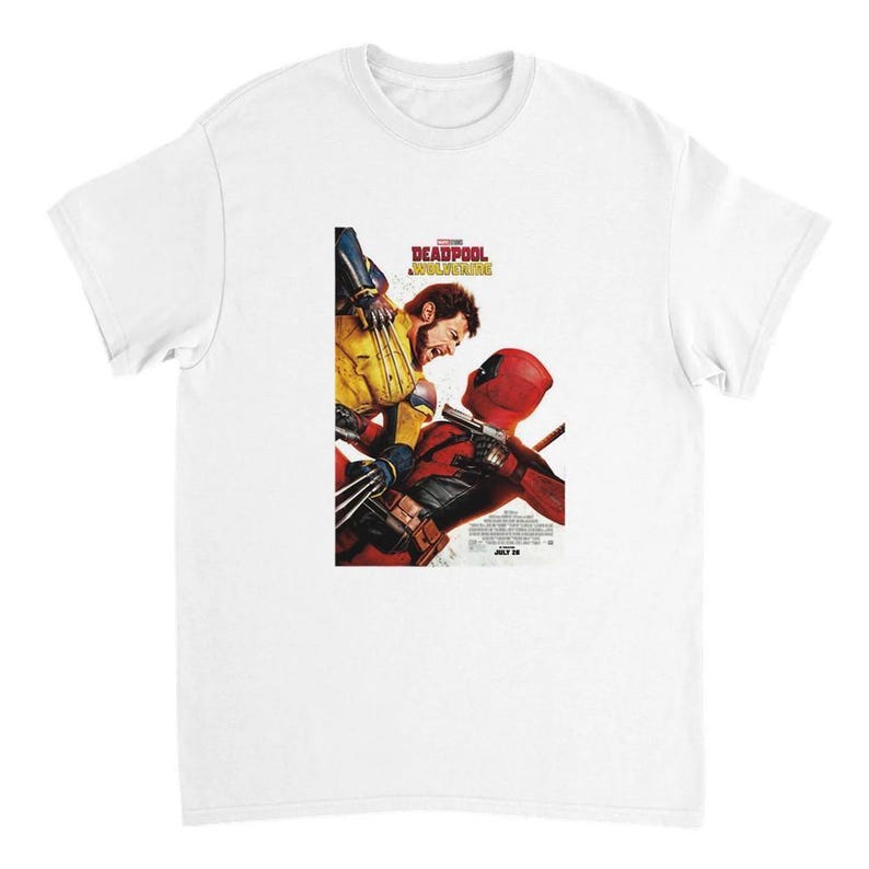 Koszulka Deadpool & Wolverine Showdown: Epic Marvel Studios Fan Clothing w wybranym przez Ciebie kolorze i rozmiarze White
