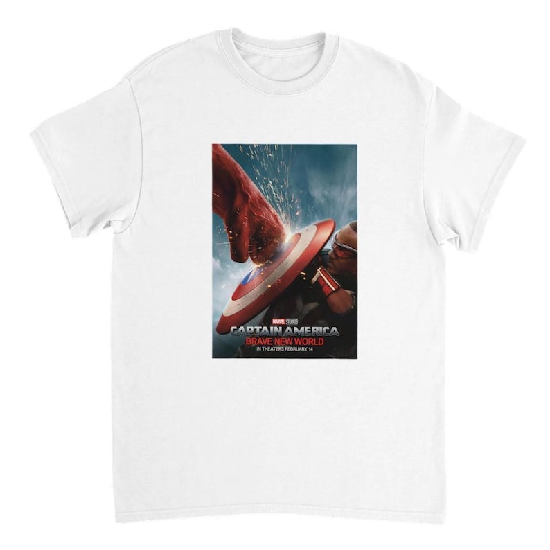 Captain America: Brave New World dynamisk t-shirt - Officiell Marvel Studios-filmt-shirt i svart eller vitt White