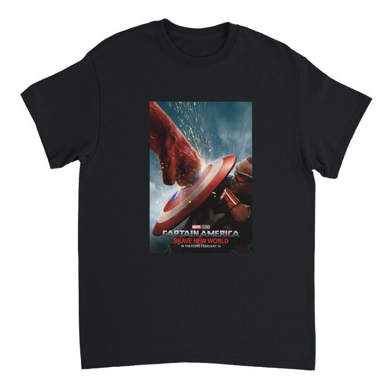 Captain America: Brave New World dynamisk t-shirt - Officiell Marvel Studios-filmt-shirt i svart eller vitt Black