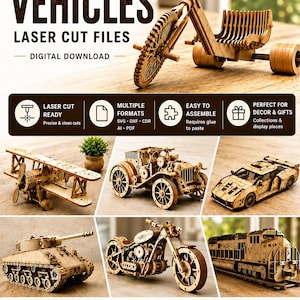 300+ Vehicle Laser Cut Files svg dxf cdr | wooden model plans | laser vehicles