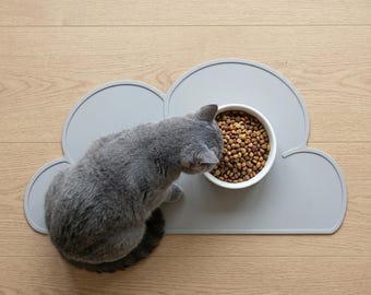 Alfombrilla de silicona con forma de nube para comida de mascotas - Alfombrilla impermeable para comederos de perros y gatos