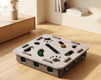 Puzzle interactif pour chat | Boîte labyrinthe en feutre avec boule