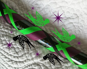 Dark Dove Hula Hoop, Black Purple Glitter, Grip Tape, Collapsible