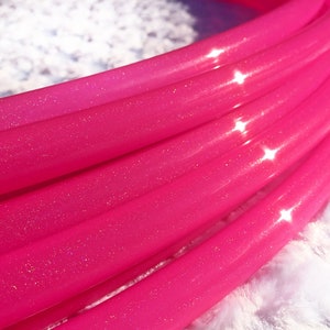 UV Pink Stardust 5/8&quot; Polypro Dance & Exercise Hula Hoop COLLAPSIBLE push button or minis - sapphire rose rainbow glitter