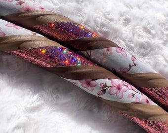 Aro de hula hoop con diseño de flor de cerezo - Polipropileno, HDPE, para principiantes, avanzados o con peso.