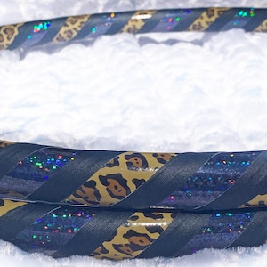 Dark Leopard Dance & Exercise Hula Hoop COLLAPSIBLE Polypro, HDPE, beginner, advanced, or weighted - black cheetah tiger cat