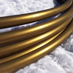 Metallic Gold 5/8&quot; Polypro Dance & Exercise Hula Hoop COLLAPSIBLE push button or minis- metal olive golden