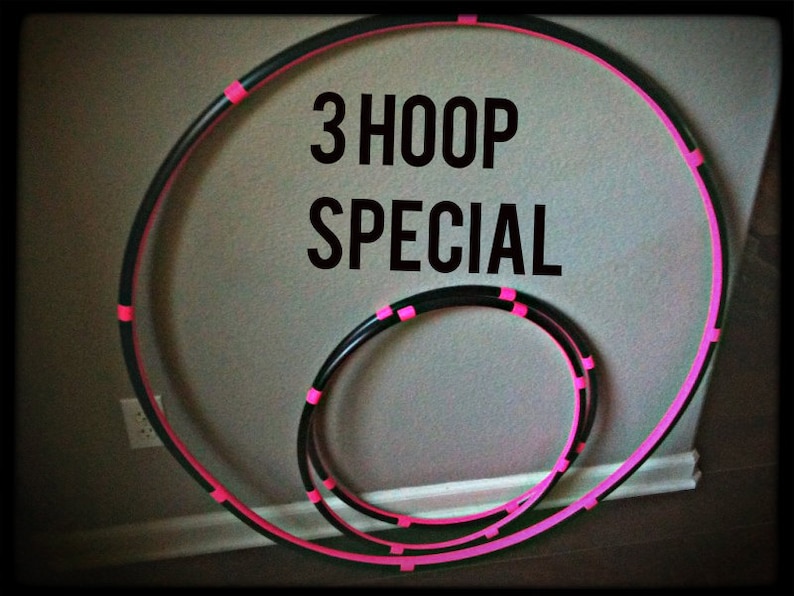 SALE 10 percent off Lot Of 3 Hula HOOPS 1 Collapsible or Push Button Body Hoop & 2 Mini Arm Hoops best seller image 1