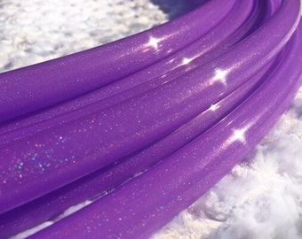 UV Purple Stardust 3/4” Polypro Dance & Exercise Hula Hoop COLLAPSIBLE push button or minis - glitter lilac orchid purple