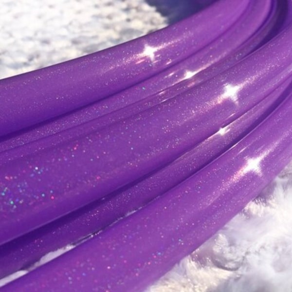 UV Purple Stardust 3/4” Polypro Dance & Exercise Hula Hoop COLLAPSIBLE push button or minis - glitter lilac orchid purple