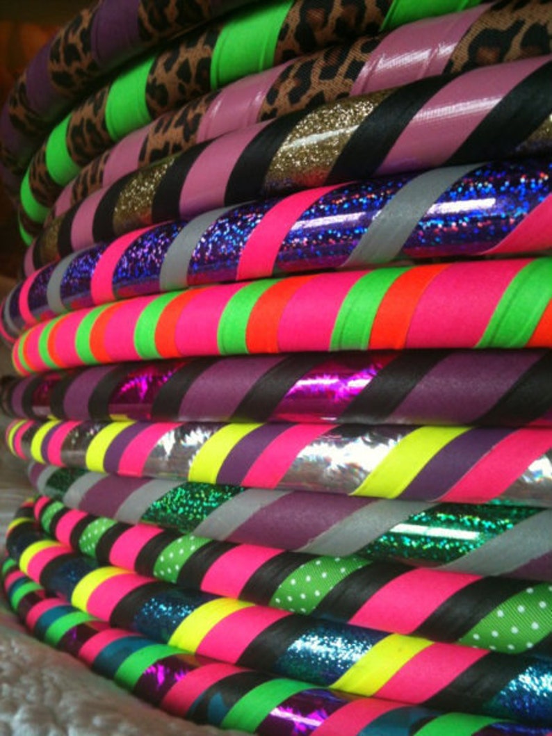 Eye Candy Dance /& Exercise Hula Hoop COLLAPSIBLE or Push Button neon pink blue glitter white