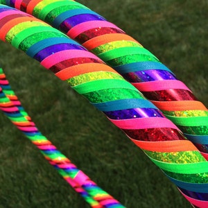 Love and Light Dance & Exercise Hula Hoop COLLAPSIBLE Polypro, HDPE, beginner, advanced, or weighted  - rainbow, roygbiv, glitter sequin