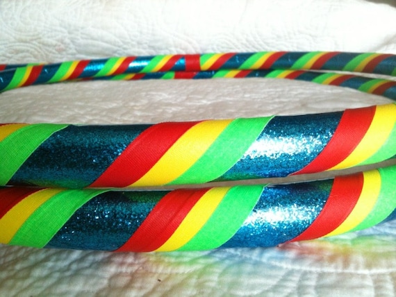 Rasta Blue Skies Dance Exercise Hula Hoop COLLAPSIBLE or Push