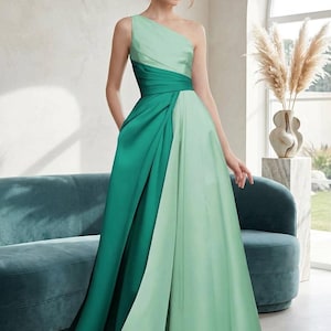 two tone green dress Evening new arrival 2024