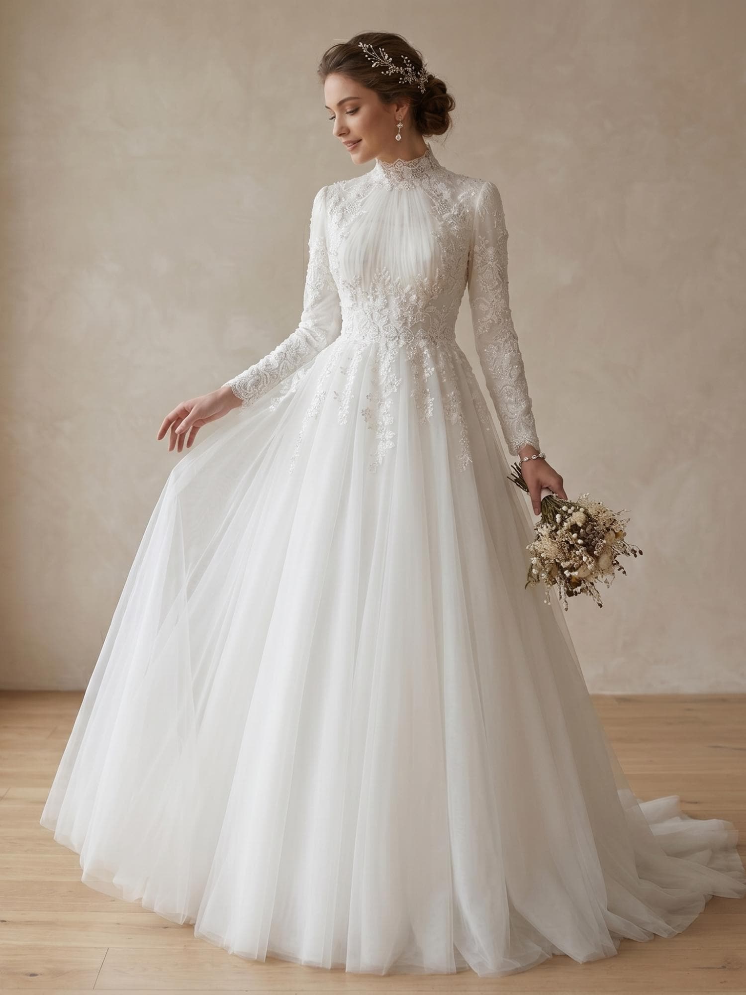 lace wedding dress with sleeves etsy Lace Wedding Dress With Sleeves