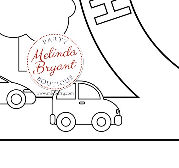 Cars and Trucks Birthday Decor Coloring Page Table Runner for First Birthday Decorations / Kids Table Activities / Children's Party Games Il_570xn