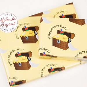 Carta da regalo personalizzata "Pirates Treasure" con testo personalizzato e nome del bambino / carta da regalo a tema nave pirata per feste di compleanno in acquario