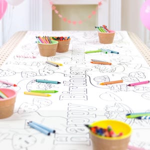 Personalized Ice Cream Birthday Decor Coloring Tablecloth First Birthday Wedding Kids Table Runner Children&#39;s Party Games Activities Crafts