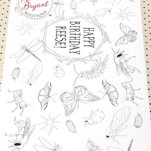 Insect Party Decorations Bug Birthday Decor Coloring Page Table Runner / Kids Craft Activities Personalized Gift Family Summer Barbecue Game image 10