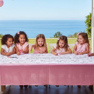 Fashion Doll Birthday Party Coloring Page Table Runner / Paper Banner ...