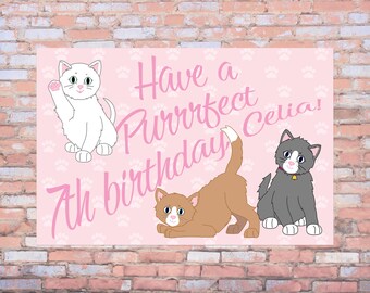 Personalized Kitten Birthday Poster: Matte Paper or Polypropylene Print