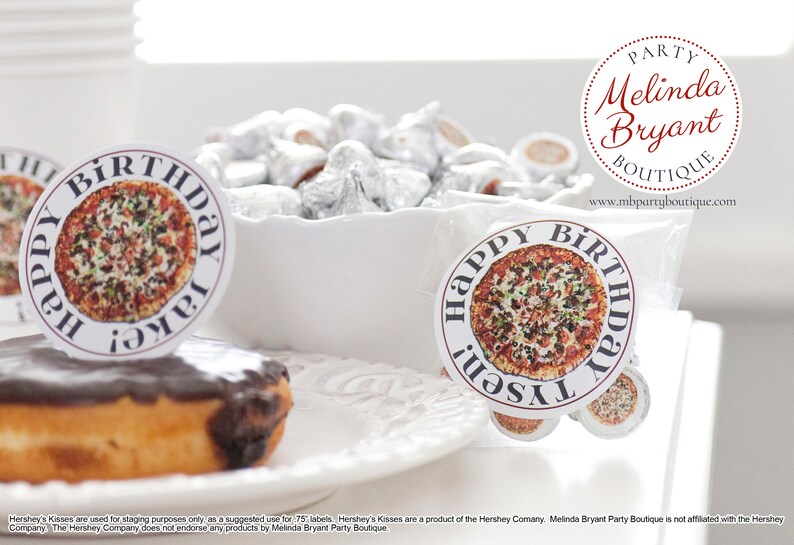 Personalized Pizza Party Decor Stickers 2.5 inch Boys Girls Favor Kits with Bags Printed Labels Custom Thank You Gift