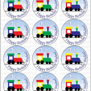 Zug Party 2,5-Zoll-Aufkleber Favor Kits Geburtstag Accessoires Cupcake Topper Etiketten Transport Thema Leckerli Tasche Dekor für Jungen Mädchen